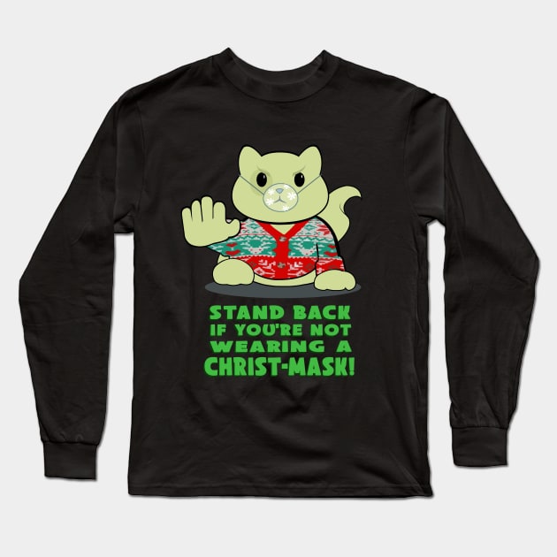 merry chritsmask cat Long Sleeve T-Shirt by Brash Ideas